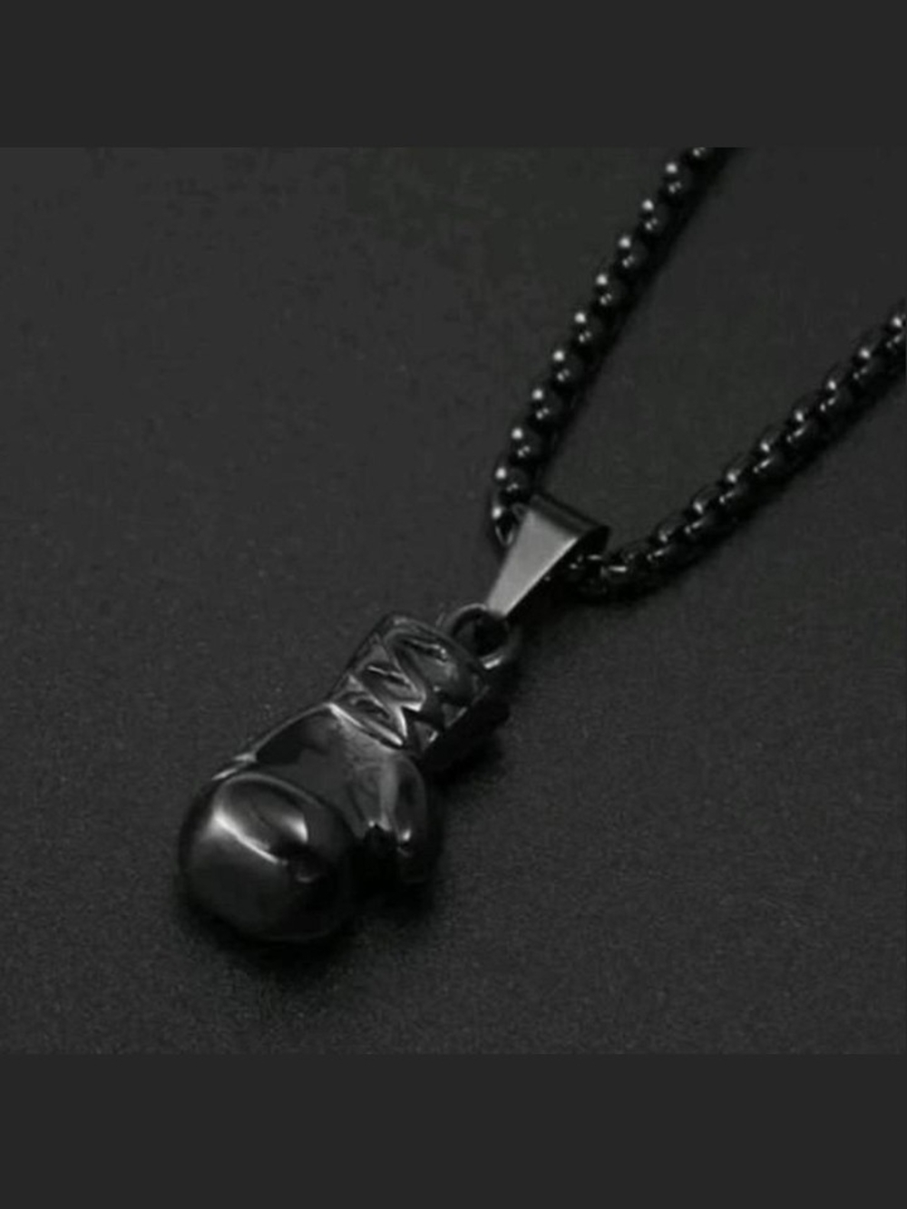 Black Boxing Glove Pendant Necklace 24 Inches - Men's Jewelry